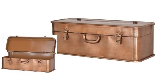 moderne Wandkonsole Koffer aus Metall braun Wandregal Regal Hängeregal Design
