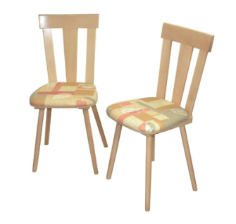 2 x Massivholzstühle Buche natur / Stoff beige terra Esszimmerstühle Stuhlset