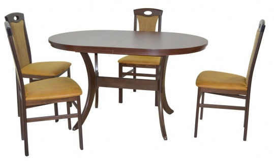 Essgruppe nussbaum FARBWAHL Tischgruppe Stühle Tisch oval Esszimmergarnitur B2