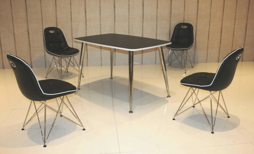 Tischgruppe schwarz/weiß Essgruppe Esszimmergruppe Schalenstuhl modern design C9