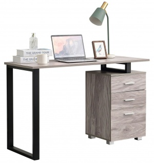 Schreibtisch schwarz/grau Computertisch Holz/Metall Arbeitstisch Container
