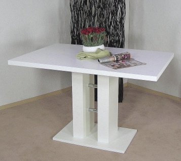 moderner Säulentisch weiß Esstisch design Esszimmertisch Küchentisch Holz neu