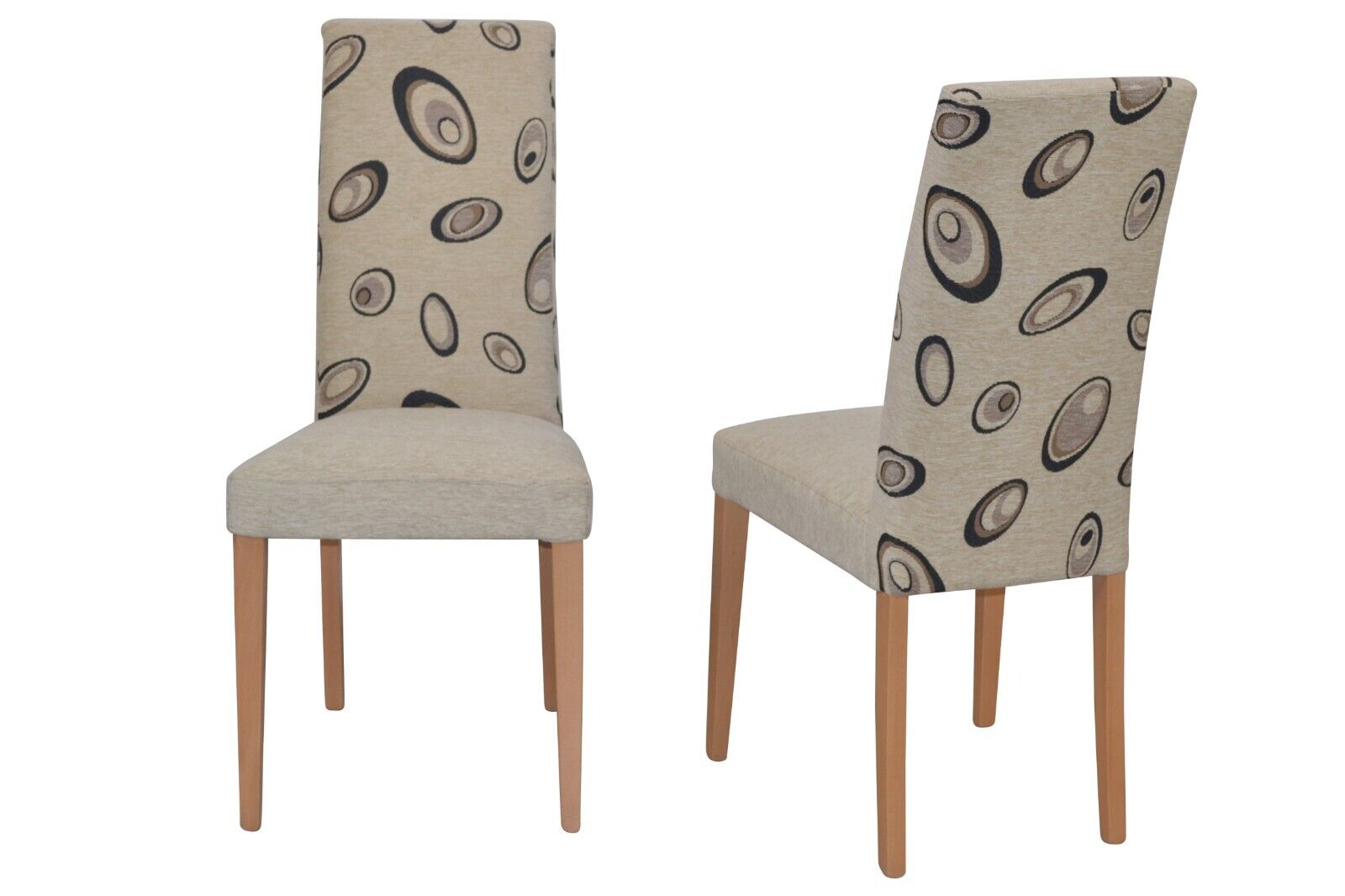 2 x Esszimmerstühle massivholz Buche / Stoff beige Polsterstühle Stuhlset modern