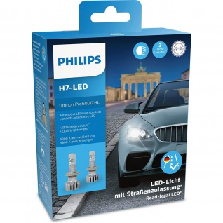 Philips Ultinon Pro6000 H7 Nachrüst-LED-Lampe mit Zulassung bis zu 230 Prozent helleres Licht 5800K