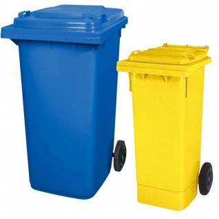 Mülltonnen Set, 1x DIN Mülltonne 80 Liter gelb + 1 DIN Mülltonne 240 Liter blau