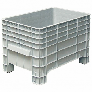 Palettenbox mit 4 Füßen, LxBxH 1030x630x670 mm, Boden/Wände geschlossen, grau