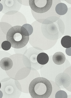 Vlies Tapete Retro Kreis Motive Punkte Struktur schwarz weiß grau 10116-34 2
