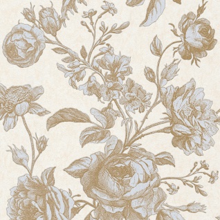 Vliestapete Rosen Muster Struktur Vintage Optik Blumen beige gold 387003