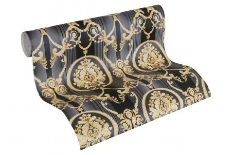 Luxus Vlies Tapete Barock Muster Ornament schwarz gold metallic 330836 streifen