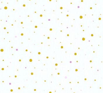 Kinder Vliestapete Punkte weiß gold rosa 35839-2 Kindertapete gepunktet Dots