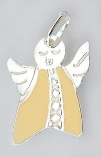 Kleiner Schutzengel Anhänger Silber 925 und Email in Gelb Silberanhänger Engel