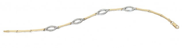 Armband Gold 375 elegantes Damenarmband bicolor mit Zirkonias Armkette 9Kt