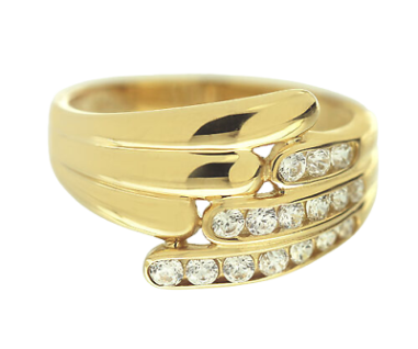 Breiter Ring Gold 750 Zirkonias Goldring Gelbgold 18 Kt. Damenring RW 56