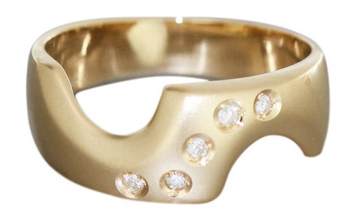 Moderner Goldring 585 mit Brillanten Ring Gold 14 kt Damenring Brillantring