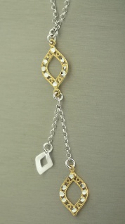 Y Kette Silber 925 massiv mit Anhänger Gold Silberkette zweifärbig Halskette