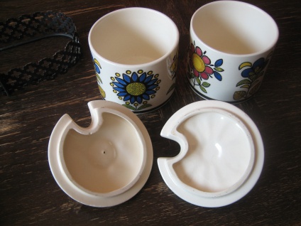 stilvolle Frühstücks Menage Marmeladentopf Honigtopf mit Ständer Keramik vintage - Vorschau 3