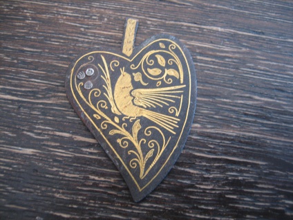 prächtiges vintage Herz Toledo maurischer Stil Handgravur gold Vogel Zierelement