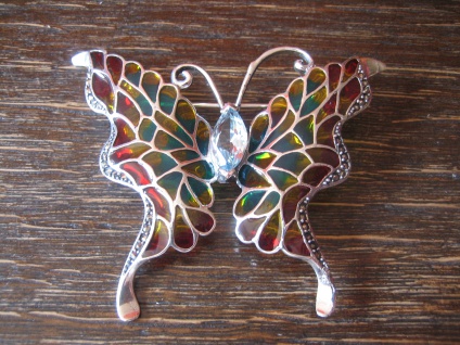 prachtvolle Schmetterling Brosche 925er Silber Emaille Butterfly enamel Brooch