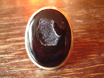 prächtiger Designer Statement Ring Onyx Druse 925er Silber schwarz oval Unikat 2