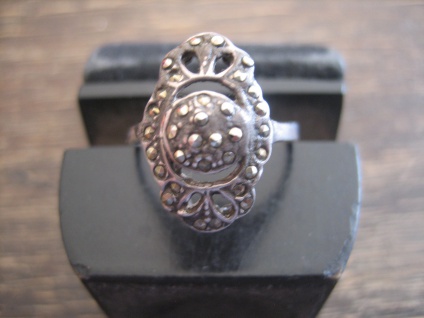 zarter nostalgischer Art Deco Markasit Ring 925er Silber 17 mm RG 54 wunderschön