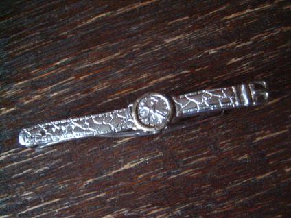 originelle Krawattenklemme Krawattennadel Uhr Armbanduhr Chronograf 925er Silber
