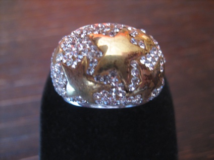 prächtiger Statement Designer Ring 925er Silber Sterne gold Glitzer Pavée RG 57 - Vorschau 1
