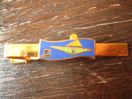 vintage Sport Krawattennadel Krawattenklemme Rudern Ruderboot Ruderer Emaille gold ausgefallen