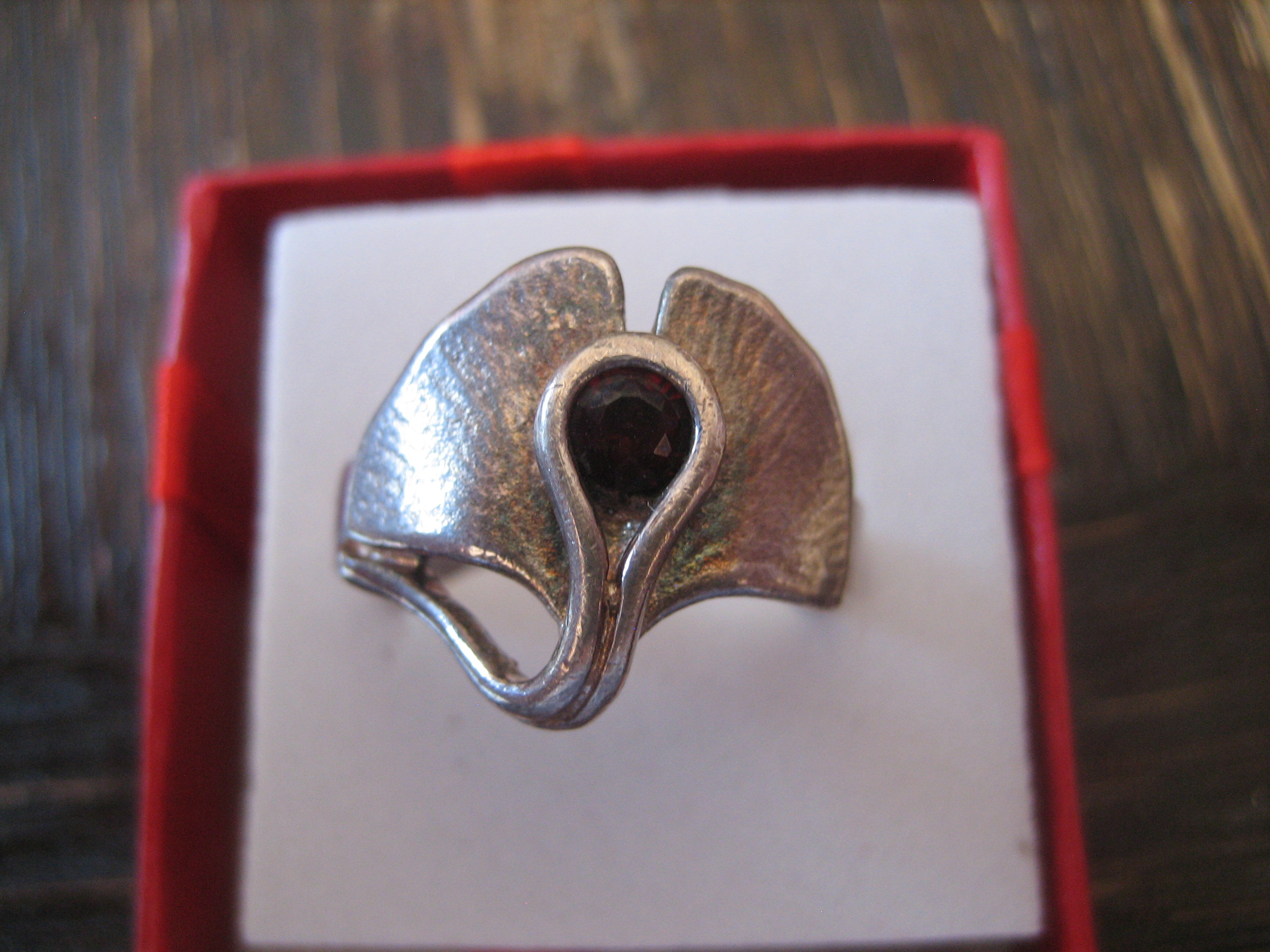 zauberhafter Gingko Blatt Ring 925er Silber 70er Jahre RG verstellbar 57 18 mm