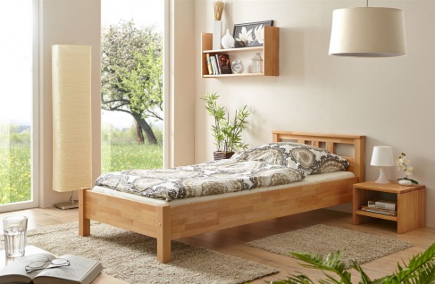 Schlafzimmerbett Tagesbett Bett -SELLY -Kernbuche geölt 100x200 cm