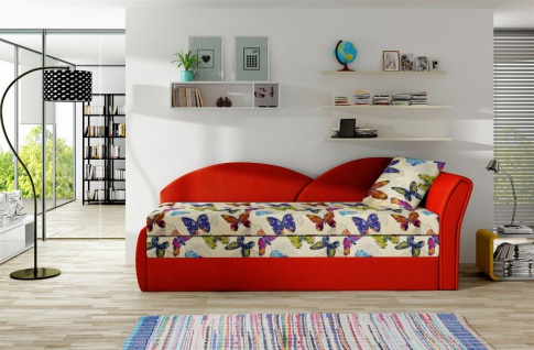 Sofa Schlafsofa inklusive Bettkasten ALINA / R - Rot / Muster