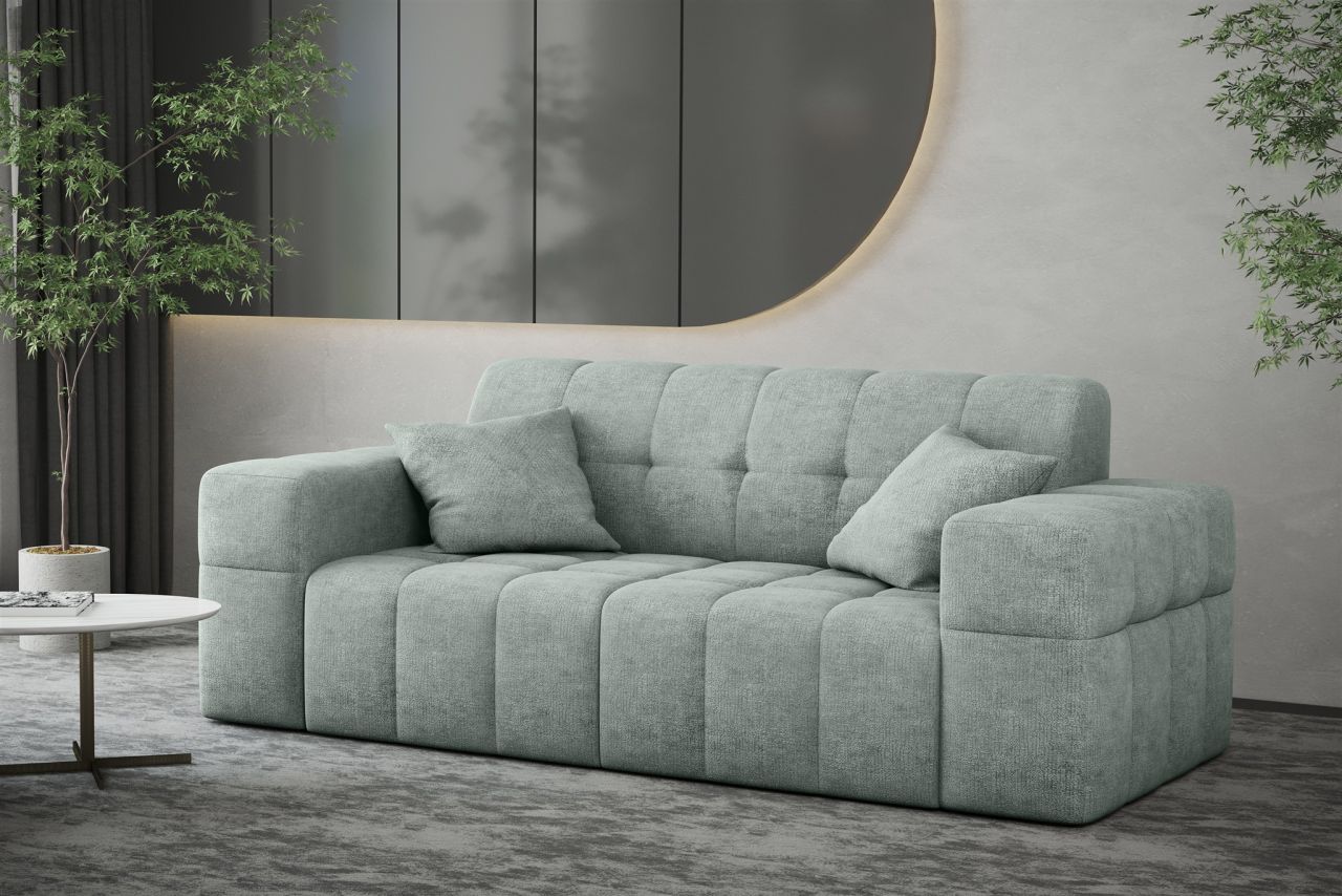 Sofa Designersofa NANCY 2-Sitzer in Stoff Perfekt Harmony Eisblau
