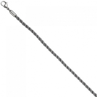 Halskette Kette Nylonkordel grau 80 cm mit Karabiner aus Edelstahl