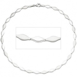 Collier Halskette 925 Silber teil matt 154 Zirkonia 45 cm Kette Silberkette
