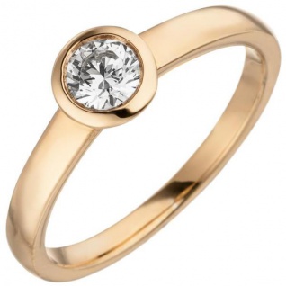 Damen Ring 585 Rotgold 1 Diamant Brillant 0, 15 ct. Diamantring Solitär Größe 54