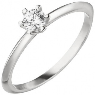 Damen Ring 585 Weißgold 1 Diamant Brillant 0, 15 ct. Diamantring Solitär Größe 52