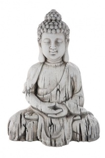 Thai Buddha Deko-Figur-Gartenskulptur Statue grau 17 x 24 x 34 cm