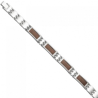 Herren Armband aus Edelstahl mit braunen Carbon Einlagen 21 cm
