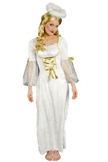 Engelskostüm Engel Kostüm Damen weiß-gold Kleid Weihnachten Damenkostüm KK
