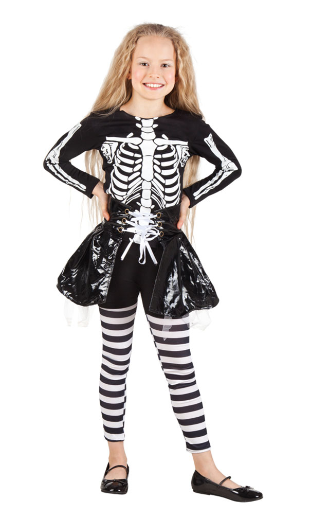 Jungen Mädchen Halloween Skelett-Overall Kostüm Kleid Outfit 3-10 Jahre 
