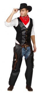 Cowboy Kostüm Herren Weste Chaps Westernkostüm Sheriff Fasching Karneval KK