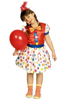 Clown Kostüm Mädchen bunt Punkte süßes Clownkostüm Harlekin Zirkus Kinderkostüm
