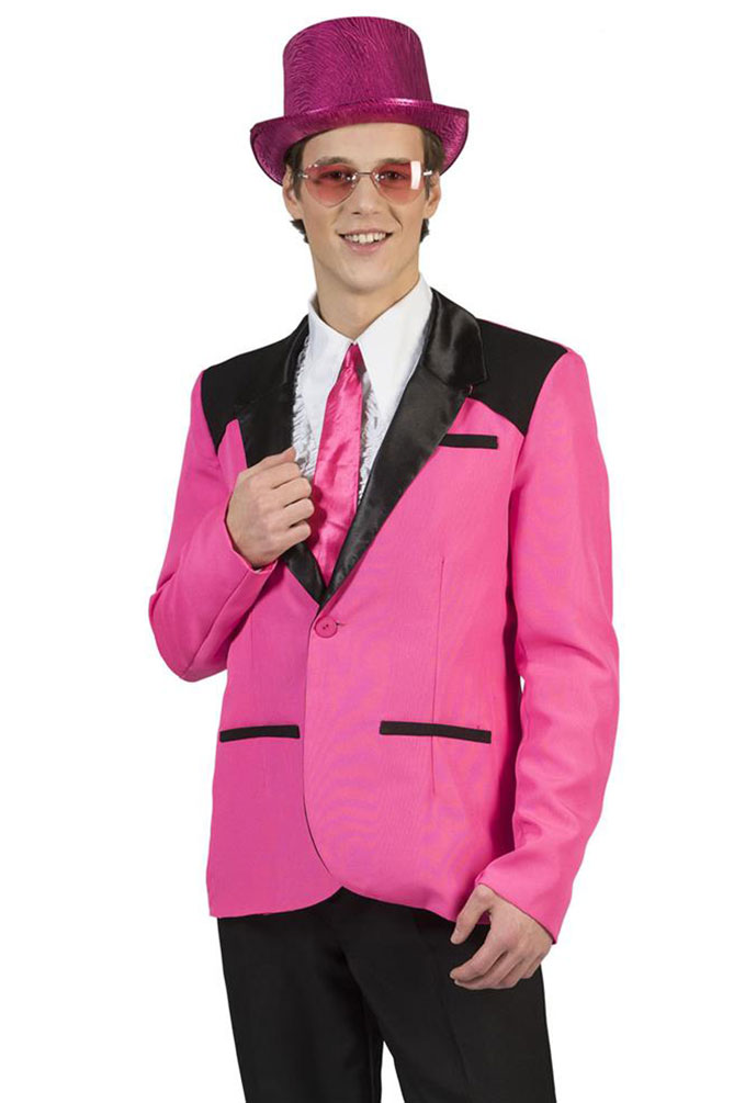 Schlager Disco Kostüm pink schwarz Herren Party Jacke Sakko Karneval Fasching KK