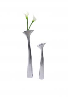 Aluminium Blütenvase 2er SET M und L Dekoration Deko Blumenvase Tischvase Artra Silber Dekovase Vase