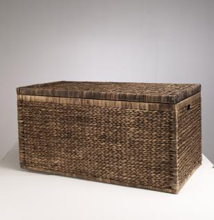 Truhe mit Klappdeckel braun, 110 cm, atmungsaktiv Aufbewahrungsbox mit Deckel Aufbewahrungskiste Aufbewahrungstruhe Wäschetruhe Auflagenbox