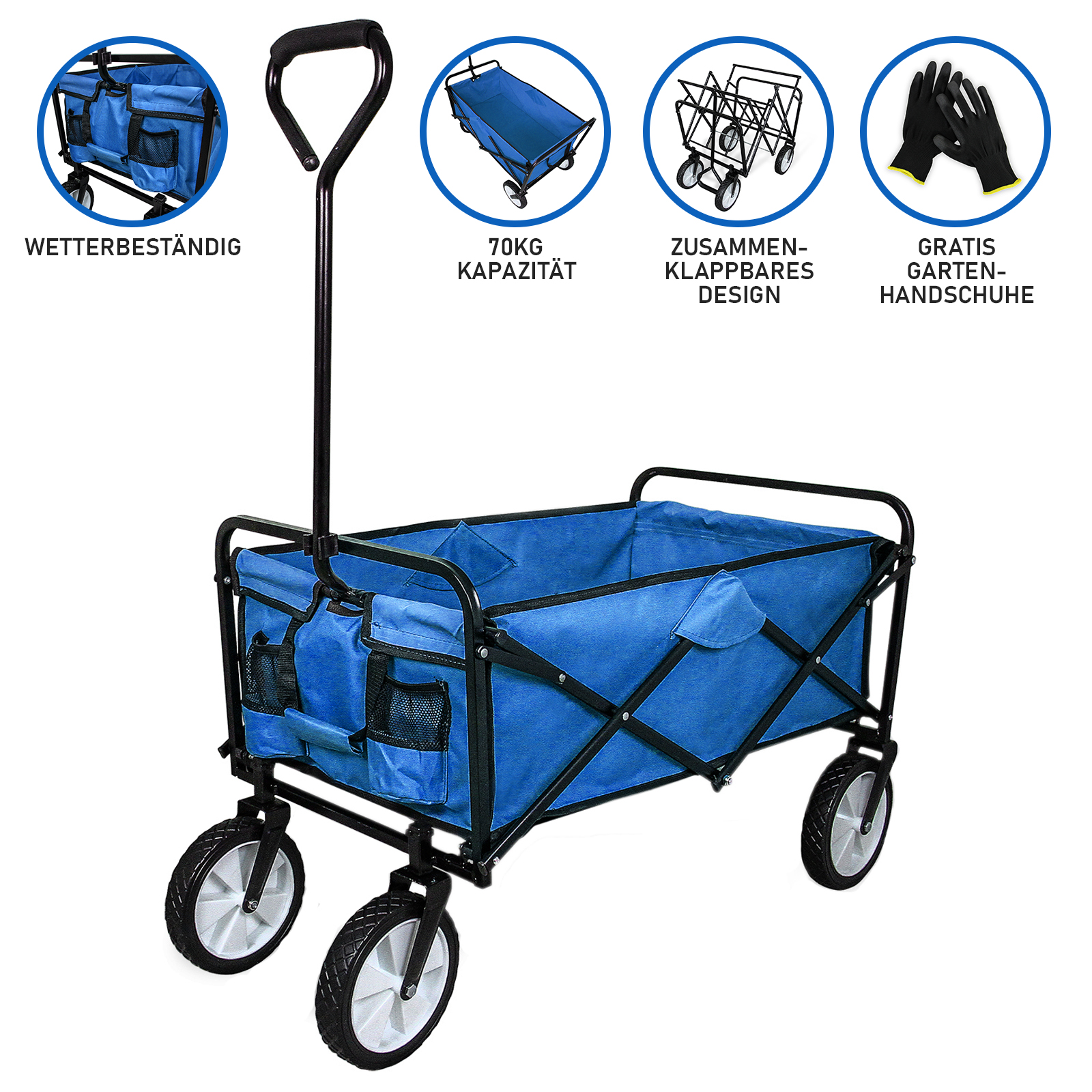 Wagen Faltbare Gartenhandwagen Zentimeter Heavy Duty Utility Wagon Blau 