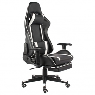 vidaXL Gaming-Stuhl mit Fußstütze Drehbar Weiß PVC