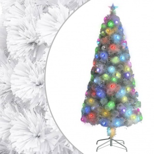 vidaXL Künstlicher Weihnachtsbaum mit LED Weiß 150 cm Glasfaser