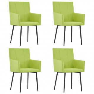 vidaXL Esszimmerstühle mit Armlehnen 4 Stk. Grün Stoff