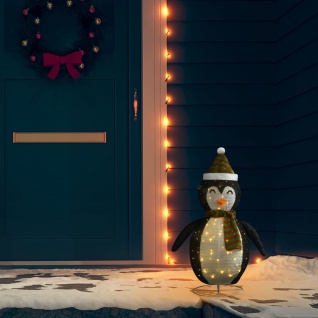 vidaXL Weihnachtsdekoration Pinguin-Figur LED Luxus-Gewebe 60 cm