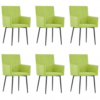 vidaXL Esszimmerstühle mit Armlehnen 6 Stk. Grün Stoff
